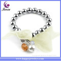 White pearl bracelet cheap beads design silk ribbon charm women plated gold bracelet ( YWH5066-2)